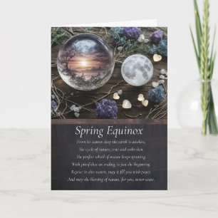 Carte Équinoxe de printemps Ostara avec Cristaux de Lune
