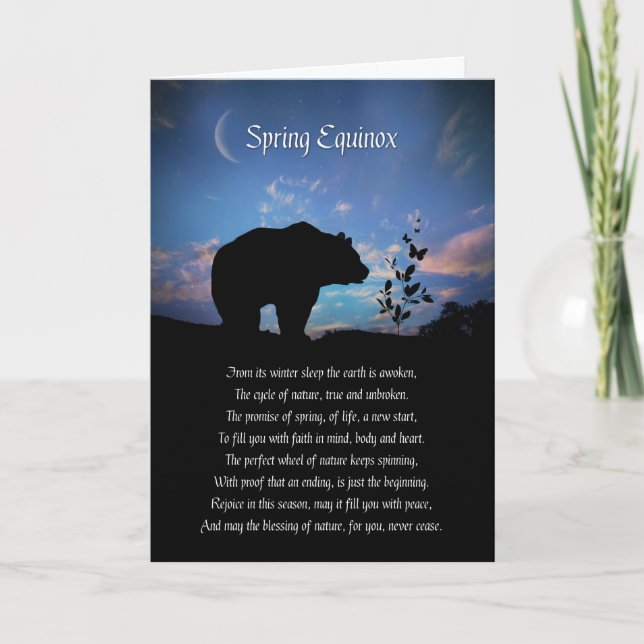 Carte Équinoxe de printemps Ostara Ours et Bénédiction (Devant)
