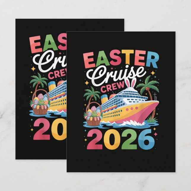 Carte Équipage de croisière de Pâques 2026 Vacances fami (Devant / Derrière)