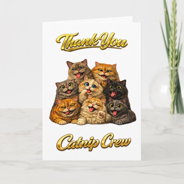 Carte Équipage de l'herbe à chat Mignon Drôle Visages de (Devant)