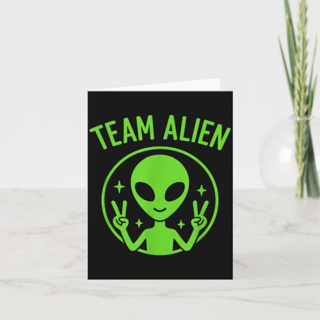 Carte Équipe Alien - Signe de Paix Extraterrestre Vert D (Devant)