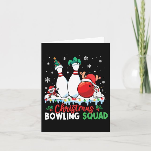 Carte Équipe de bowling de Noël Dabbing Père Noël drôle  (Devant)