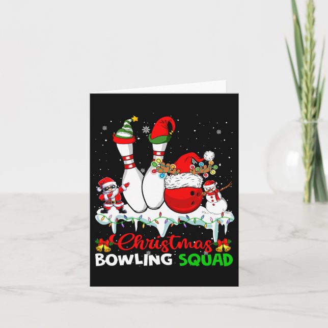 Carte Équipe de bowling de Noël Dabbing Père Noël Elf Bo (Devant)