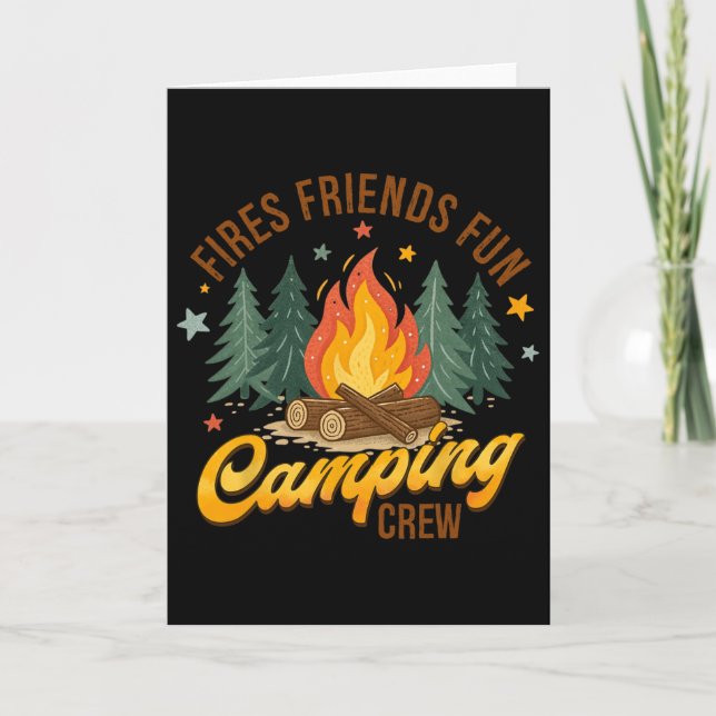 Carte Équipe de camping amusant des amis du feu Été camp (Devant)