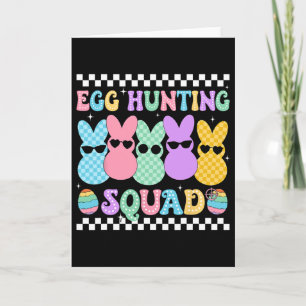 Carte Équipe de chasse aux œufs de lapin de Pâques joyeu