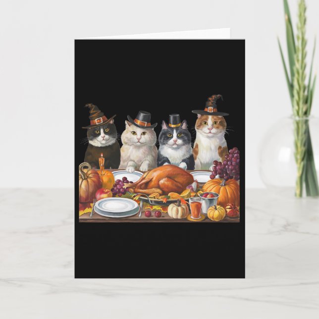 Carte Équipe de chats du jour de Thanksgiving Dinde Cade (Devant)
