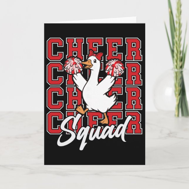 Carte Équipe de cheer drôle d'oie rouge coquette bow spo (Devant)