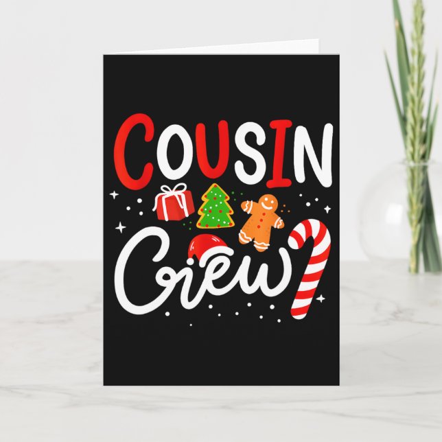 Carte Équipe de cousin de Noël Chapeau de Santa drôle lu (Devant)