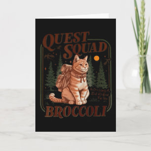 Carte Équipe de fantaisie de quête Brocoli Chat drôle 