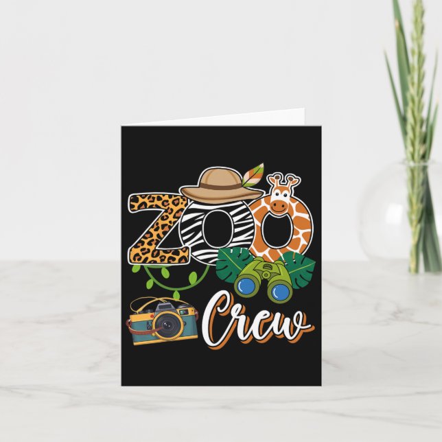 Carte Équipe de girafe de zoo Safari Animal Gardien de z (Devant)