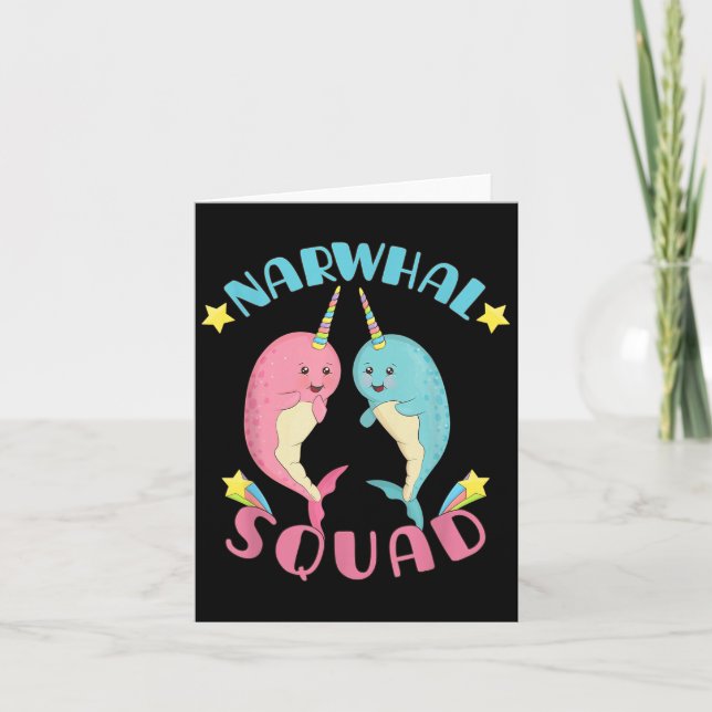 Carte Équipe de narvals mignonne narvals kawaii narval (Devant)