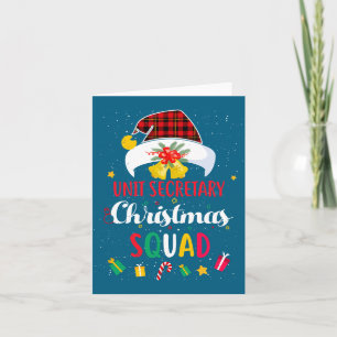 Carte Équipe de Noël de secrétaire d'unité Chapeau de Pè