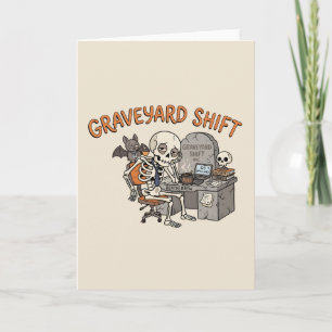 Carte Équipe de nuit squelette de bureau drôle Halloween