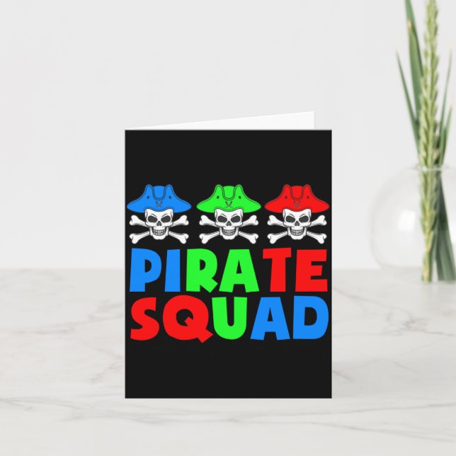 Carte Équipe de pirates pirates mignons crâne halloween  (Devant)