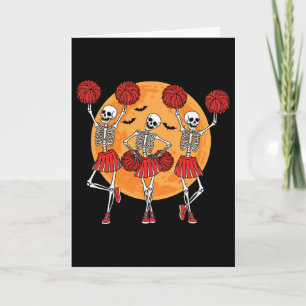 Carte Équipe de pom-pom girls squelette Halloween