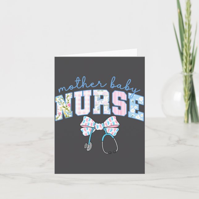 Carte Équipe de puéricultrice Maman Bébé Stéthoscope Ble (Devant)