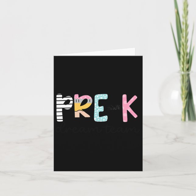 Carte Equipe De Rêve Pré-k Enseignant Préscolaire Premie (Devant)