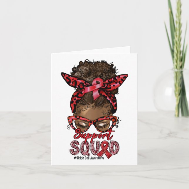 Carte Équipe de soutien Afro Messy Bun Leopard Sickle Ce (Devant)