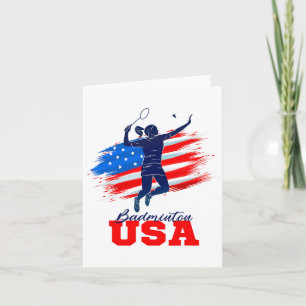 Carte Équipe de soutien Badminton Usa American Flag Spor