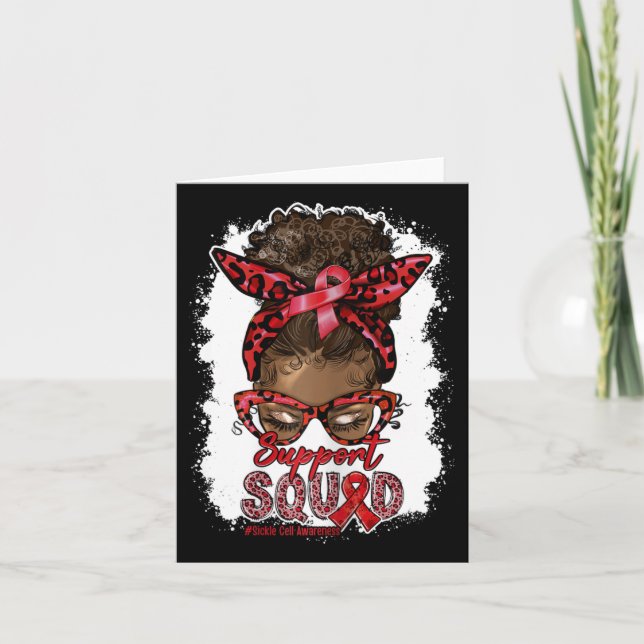 Carte Équipe de soutien des femmes Afro Messy Bun Leopar (Devant)