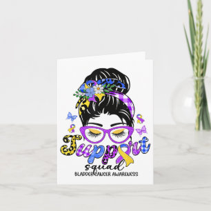 Carte Équipe de soutien Messy Bun Leopard Vessie Cancer 