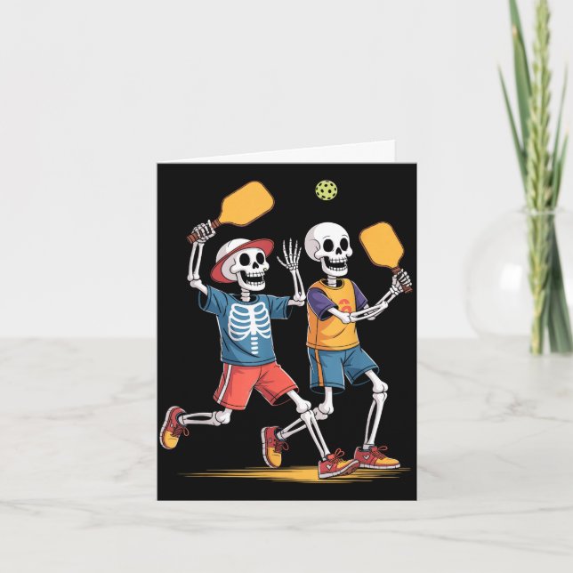 Carte Équipe de squelette de pickleball Halloween  (Devant)