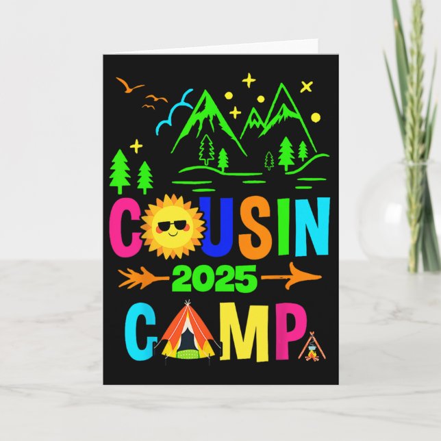 Carte Équipe de vacances d'été de camping en famille Cou (Devant)