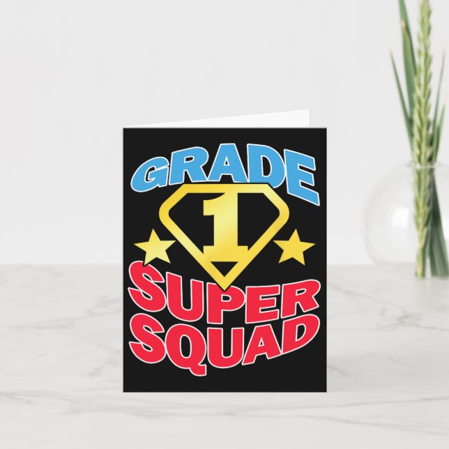 Carte Équipe d'enseignants superhero de 1re année (Devant)