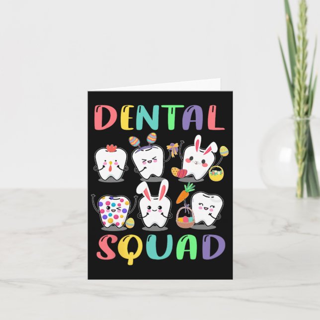 Carte Équipe Dentaire Dentiste Pâques Fun Dentaire Joyeu (Devant)