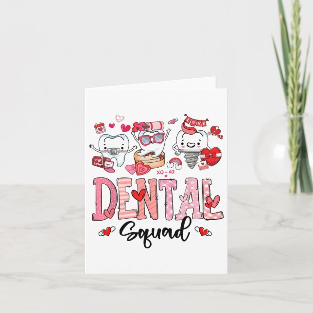 Carte Équipe dentaire mignonne Joyeuse Saint-Valentin  (Devant)