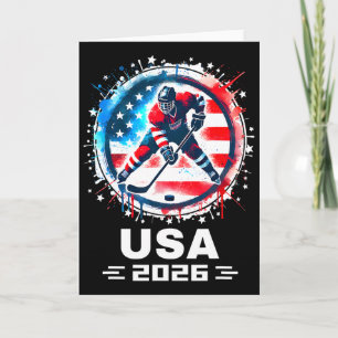 Carte Équipe États-Unis 2026 Hockey Drapeau Américain Fe