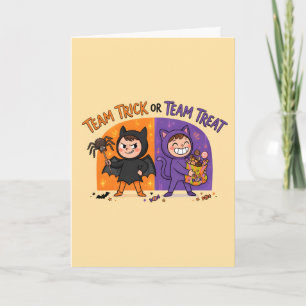 Carte Équipe Farce ou Équipe Friandise Halloween Enfants