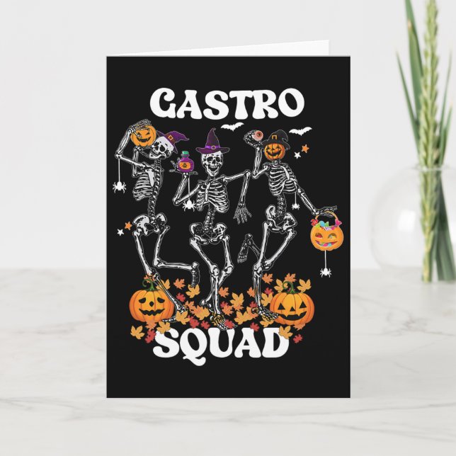 Carte Équipe Gastro Halloween squelette danse endoscopie (Devant)