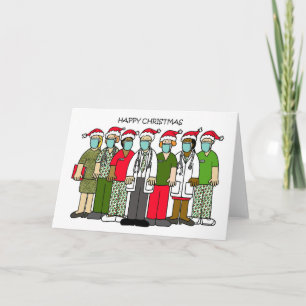 Carte Équipe médicale joyeux Noël Covid 19