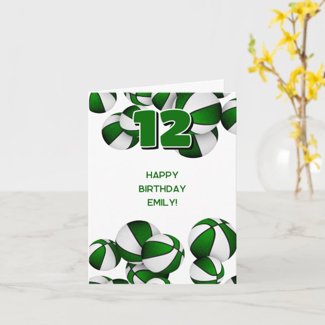 Carte équipe verte couleurs basketballs anniversaire de  (Fleur jaune)