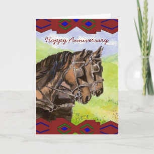 Carte Équipe Western Anniversaire des chevaux, équine