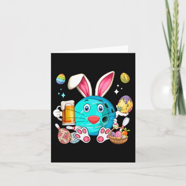 Carte Équipement de bowling Bunny de Pâques Boire Bière  (Devant)