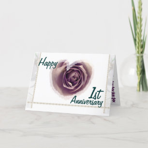 Carte ęr Anniversaire de mariage - coeur de rose de