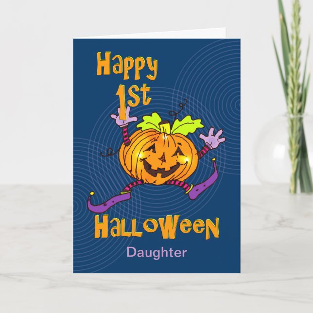 Carte Ęr citrouille heureux de Halloween de fille (Devant)