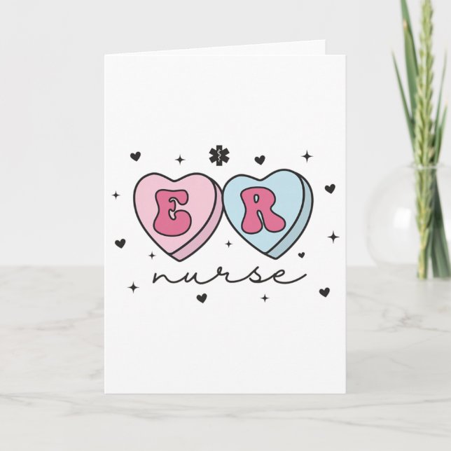 Carte Er Nurse Valentine's Day Heart Candy Emergency Dep (Devant)