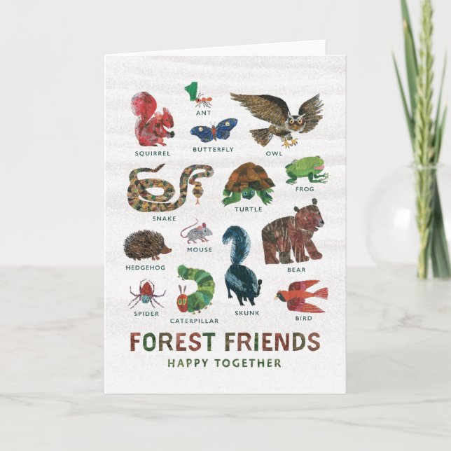 Carte Eric Carle | Les amis de la forêt heureux ensemble (Devant)