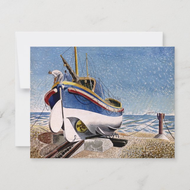 Carte Eric Ravilious - Bateau à vie à Adelburgh (Devant)