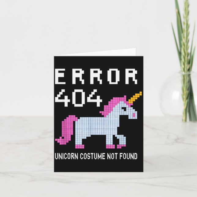 Carte Error 404 Unicorn Costume Found Halloween Programm (Devant)