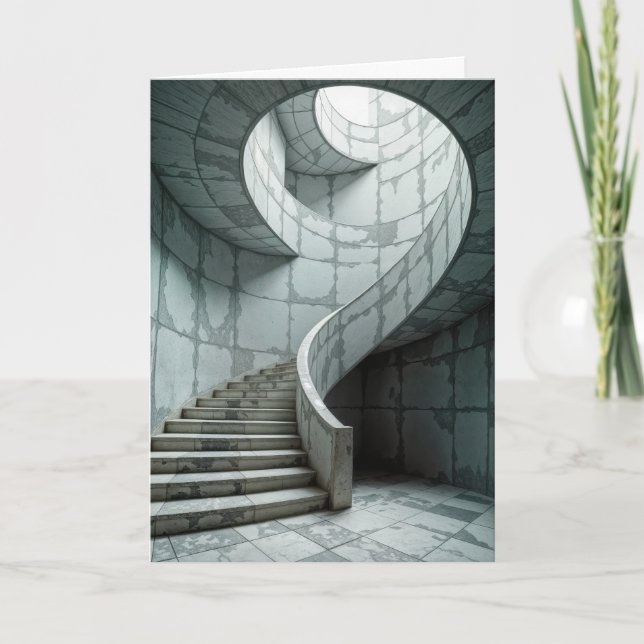 Carte Escalier Spiral Marbre Anniversaire (Devant)