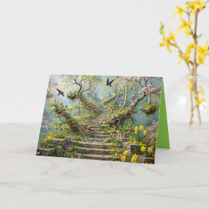 Carte Escalier surréaliste de printemps qui avale des fl