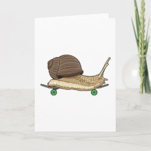 Carte Escargot en patineur avec skateboard