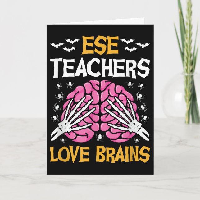 Carte Ese Teacher Love Brains Funny Halloween School  (Devant)