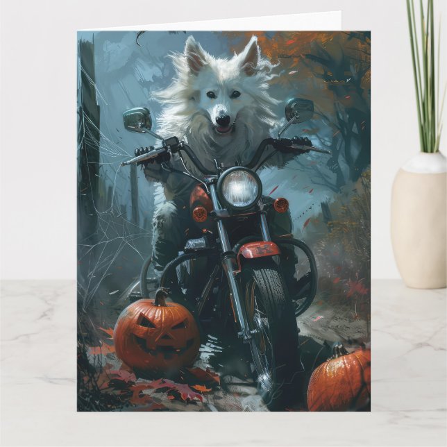Carte Eskimo Américain à moto Halloween effrayant (Devant)