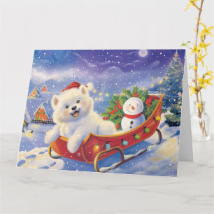 Carte Eskimo américain en traîneau neige Noël
