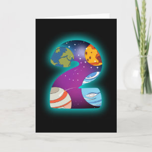 Carte ESPACE ANNIVERSAIRE 2 2e anniversaire Joyeux bébé